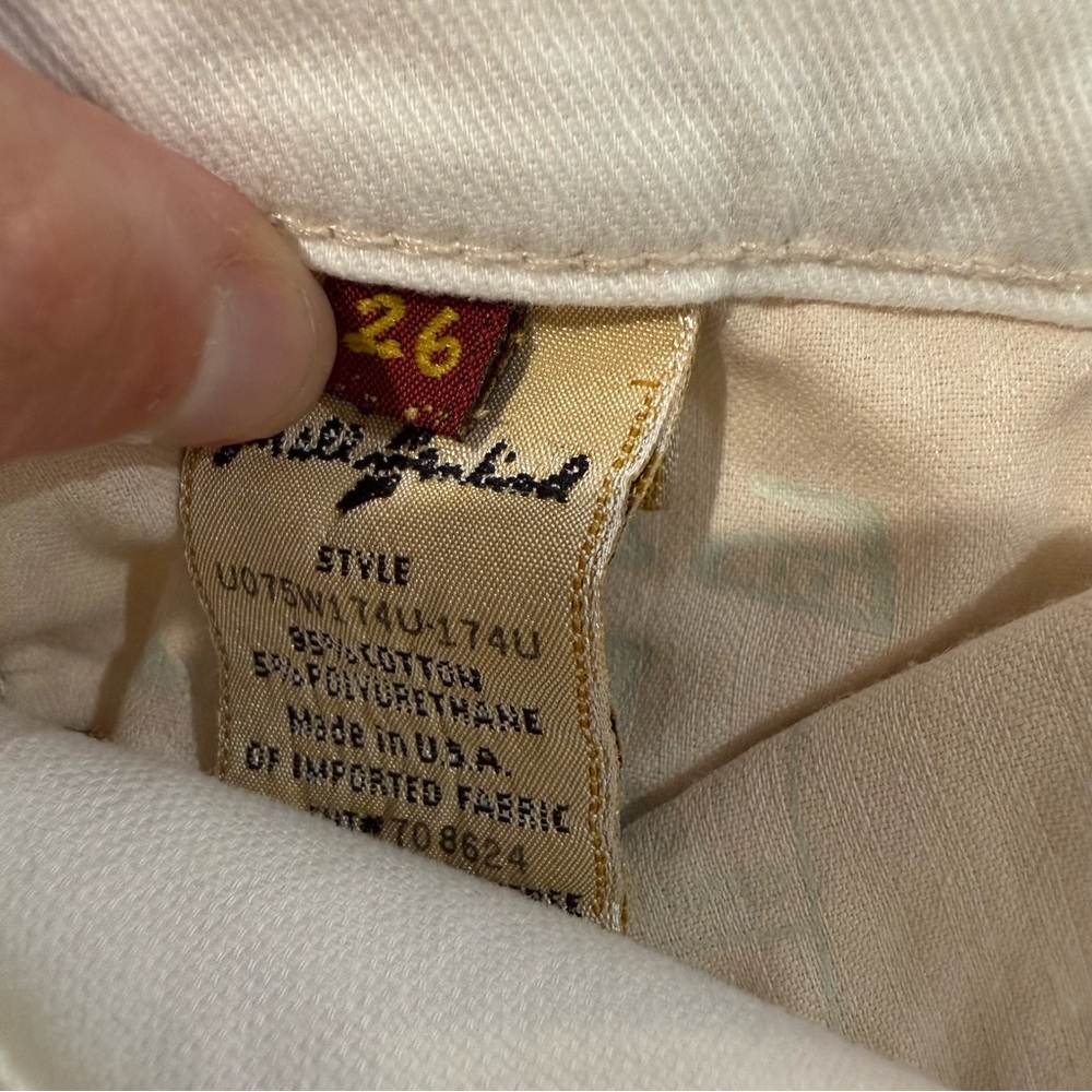 7 For All Mankind Tailorless Broken Twill Original Bootcut White Jeans Womens 26 - Picture 14 of 15